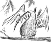 Заинтересованная птица, рисунок (25.01.2006)