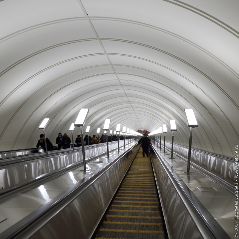 Эскалатор на станции метро "Парк Победы"